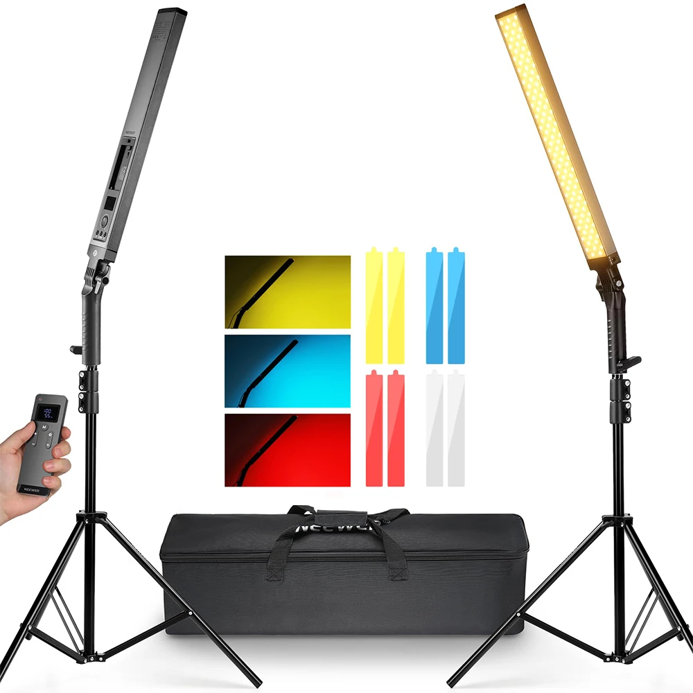 2 Pack Handheld Dimmable for 3200K~5600K CRI97+ Video Lights with Stands NEEWER Upgraded LED Video Light Stick & 2.4G Remote Kit