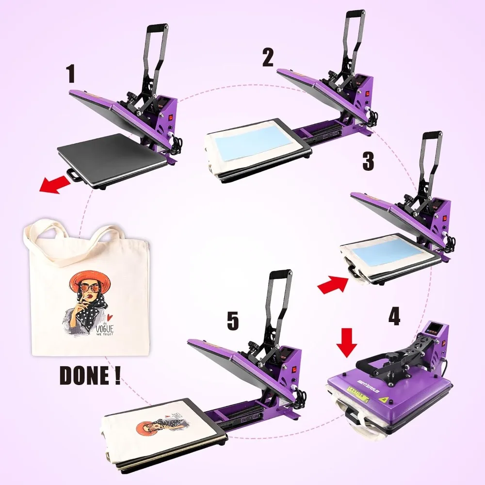 15x15 Inch Heat Press Machine with Slide-Out Drawer, Digital LCD Control, Adjustable Pressure for T-Shirts, DTF, Sublimation, HTV Transfers, 1000W - view 2