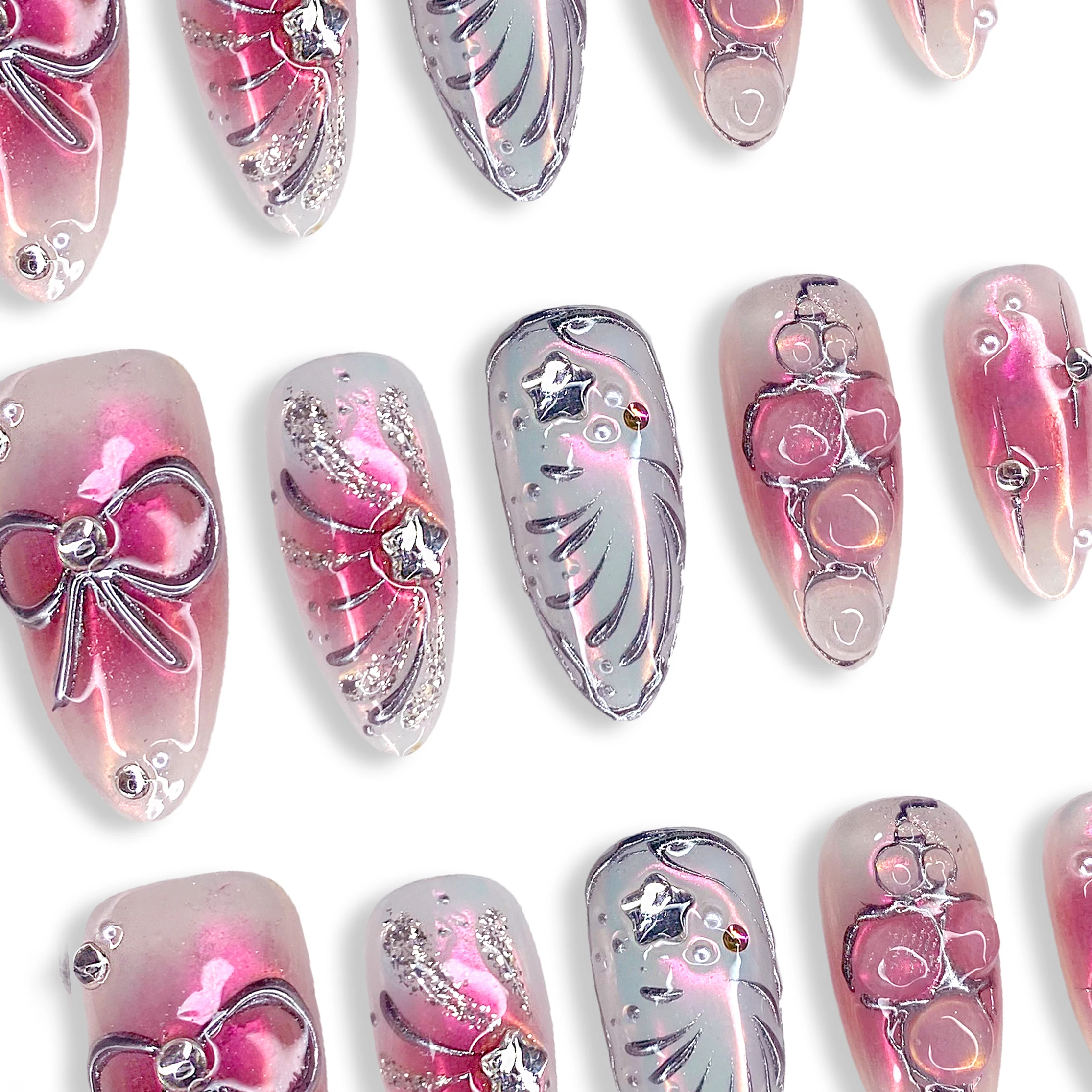 Druk op nagels Handgemaakte set Nepnageltips Professionele gellak Kunstnagels voor eenvoudige toepassing en langdurige slijtage