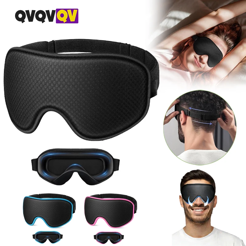 1 Stück Schlafmaske, 3D Konturierte Augenabdeckung zum Schlafen, Druckfreie Schlafbrille für Männer und Frauen, mit Verstellbarem Riemen