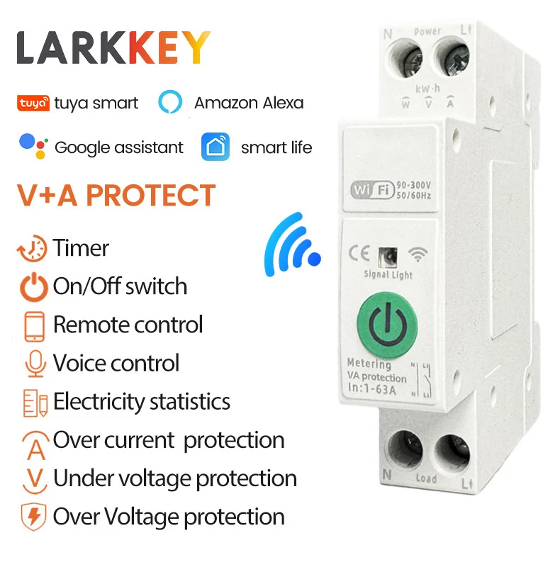 Tuya WiFi Smart Circuit Breaker 1-63A Kwh Energy Meter Remote Control Timer Relay Voltage Current Protection for Smart Life APP