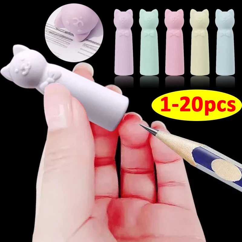 

20/10/1PCS Pencil Eraser Toppers Ingenious Cartoon Cat Pen Top Cap Erasers for Kids Teachers Classroom Stationery Supplies