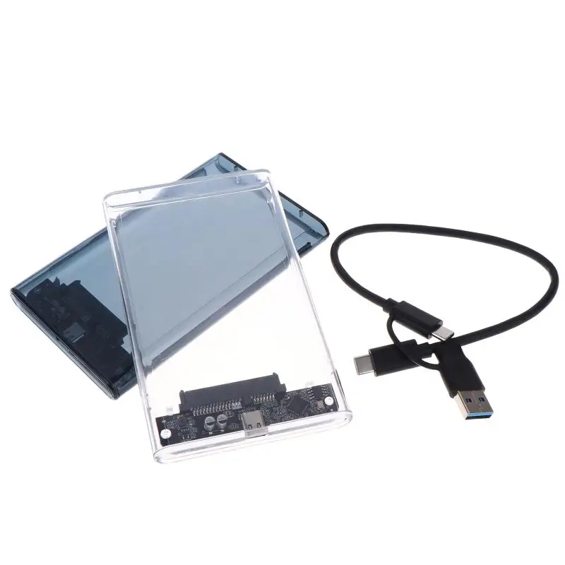 USB Type C 2.5 Inch External Storage Case SATA To USB 5Gbps HDD SSD Case Transparent Hard Drive Enclosure Support For PC Laptops
