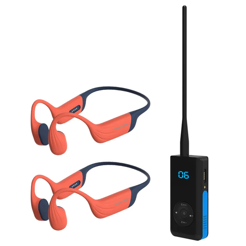 موصل مدرب السباحة تحت الماء - سماعة توصيل العظام IP68 وميكروفون محمول للمدرب مع تشغيل MP3 سعة 32 جيجابايت