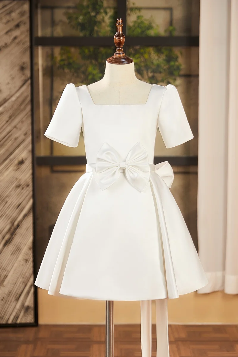 女の子上品なプリンセスドレスサテン子供のピアノ演奏フラワーガール誕生日パフォーマンス結婚式少女ドレスホスト