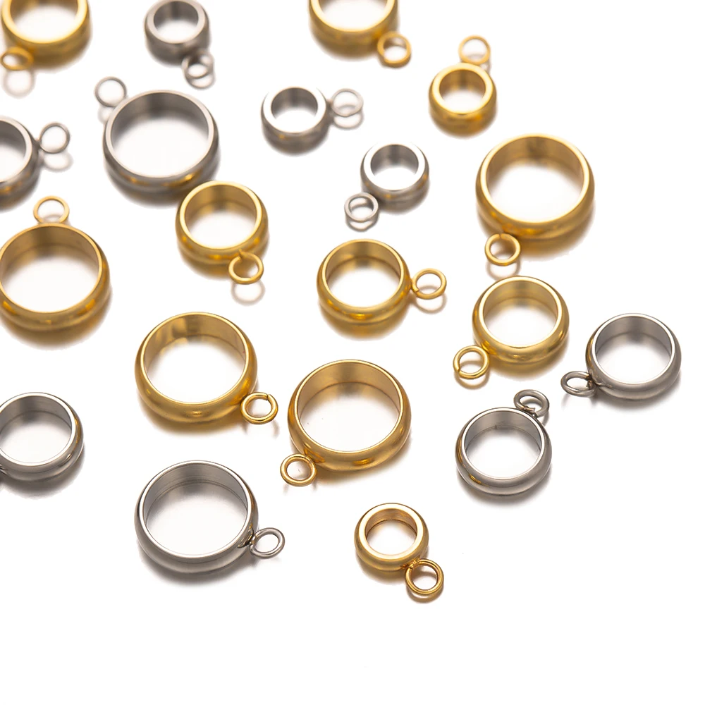 20pcs Gold Stainless Steel Pendant Connector Charms Bail Beads Bracelet Making Larger Hole Spacer Beads for Necklace DIY Jewelry