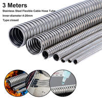 Length 3 Meters Flexible 304 Stainles Steel Corrugated Pipe Wire Line Cable Conduit Protect Hose Tube Inner Diameter 4mm-20mm