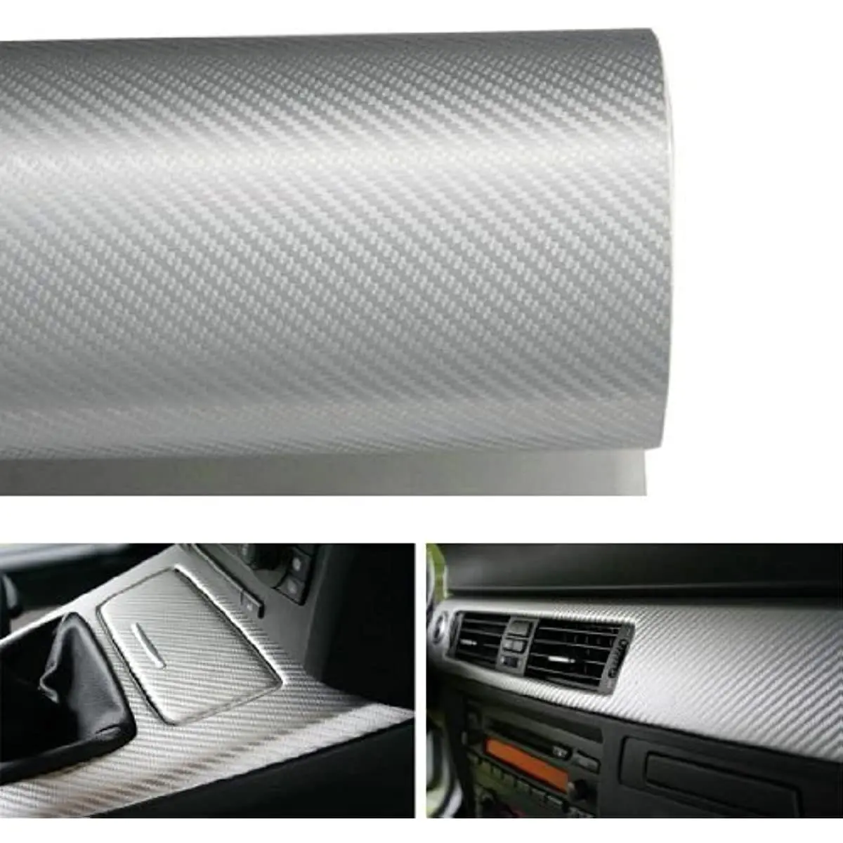 DIYAH 3D Silver Carbon Fiber Film Twill Weave Vinyl Sheet Roll Wrap DIY Decals (120