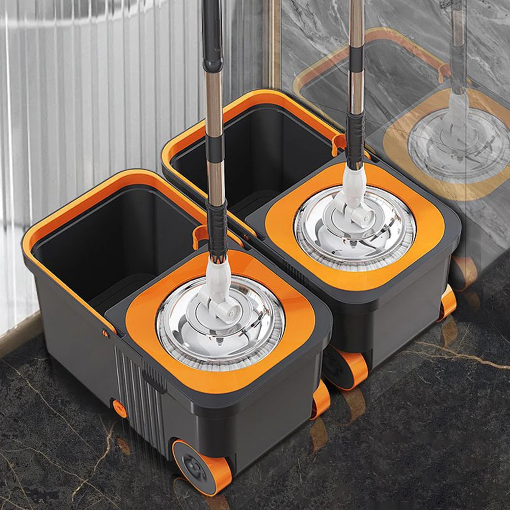 Hot Selling Mop Bucket Set Lazy Mop Twist Bucket Household Cleaning Extended Handle Automatic Spin Mop with 6 Extra Refills Head