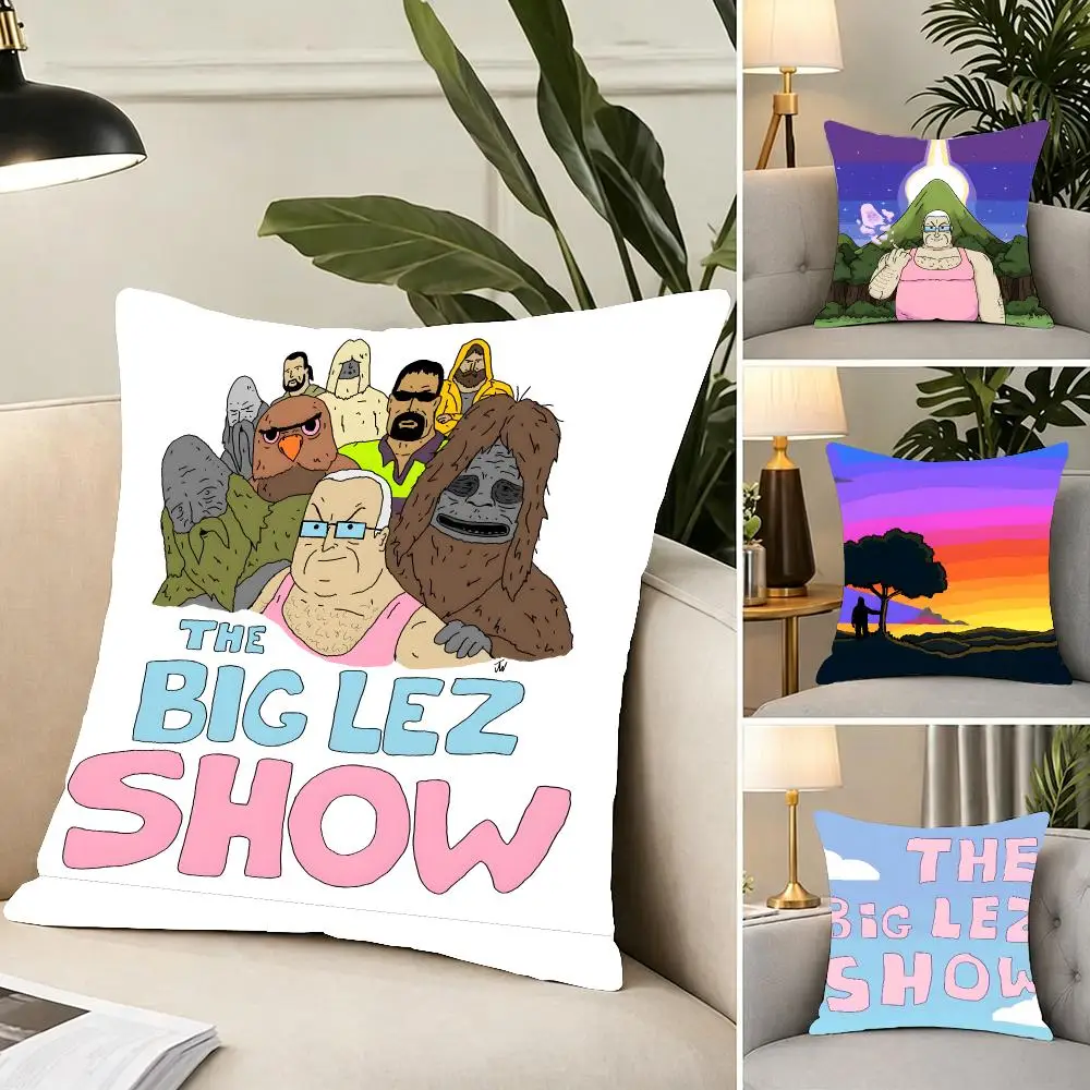 Animation Comedy The Big Lez Show Cushion Cover Portable floor cushion for travel Yoga Minimalist text 2way tricot