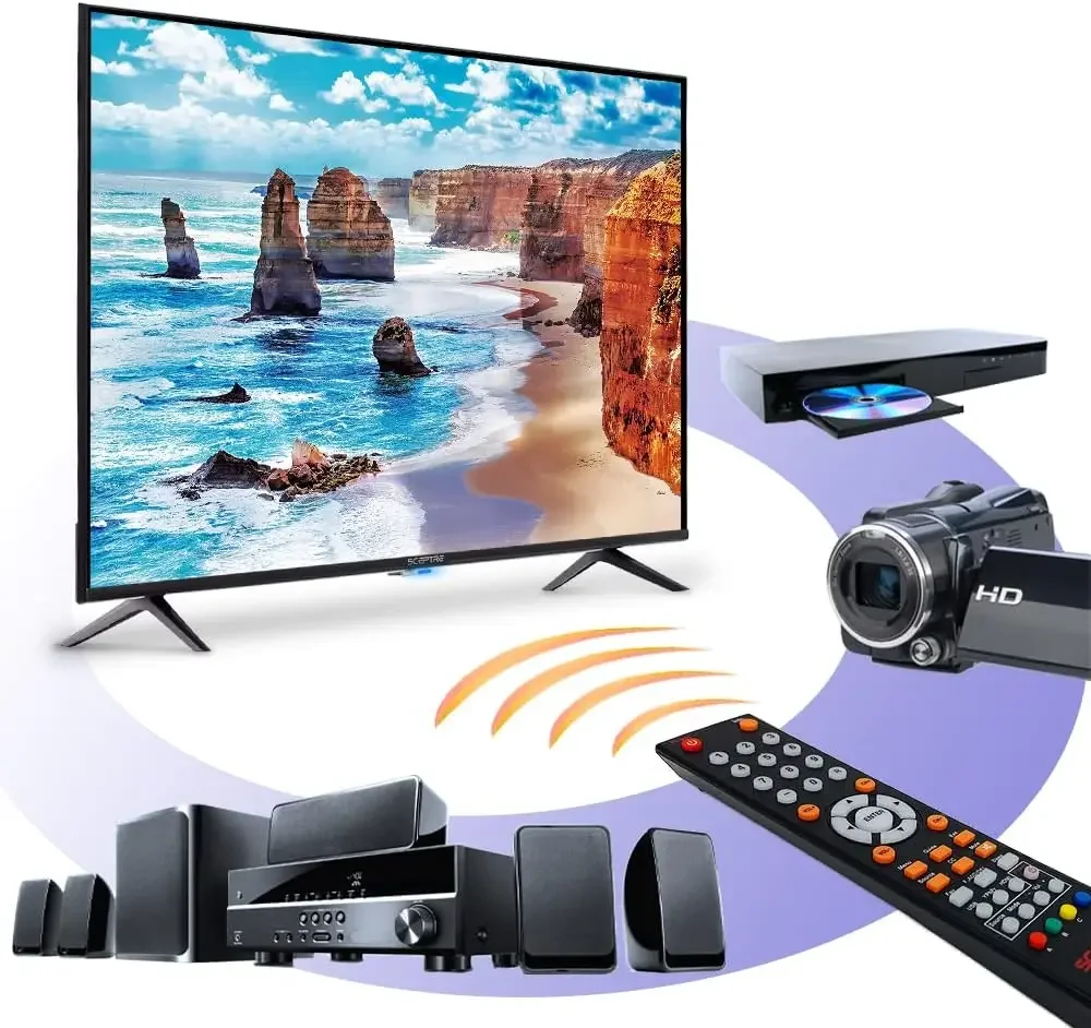 43 "LED HDTV 3X HDMI 2.0 HDCP 2.2 VESA جدار جاهز، معدن أسود 2018 رابط متنقل عالي الوضوح (MHL) MHL يسمح البث