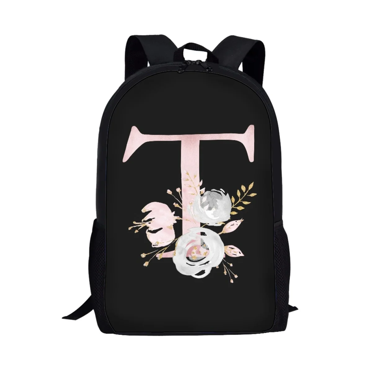 Mochila Art Letter Flower Design, mochila escolar para homens e mulheres, mochilas casuais de viagem para adolescentes para meninas e meninos