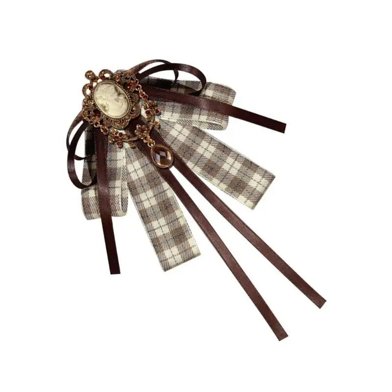 

39BD винтажный галстук-бабочка с лентой и стразами, регулируемая булавка, ювелирные изделия, французская брошь