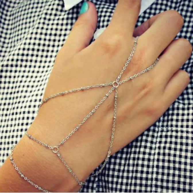 European and American Simple street style chain mitten bracelet hand ornament finger chain