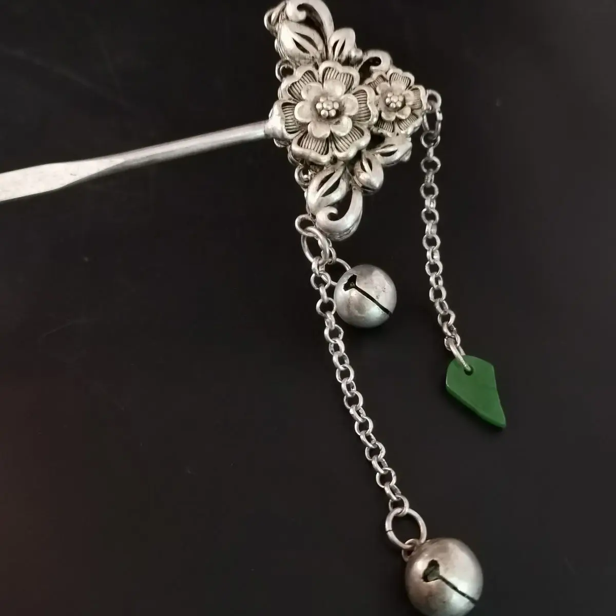 Vintage Chinese Miao Silver Butterfly Tassel Hair Stick Lucky Ethnic Hairpin Chignon Hair Decor For Women Blessing Jewelry Gift