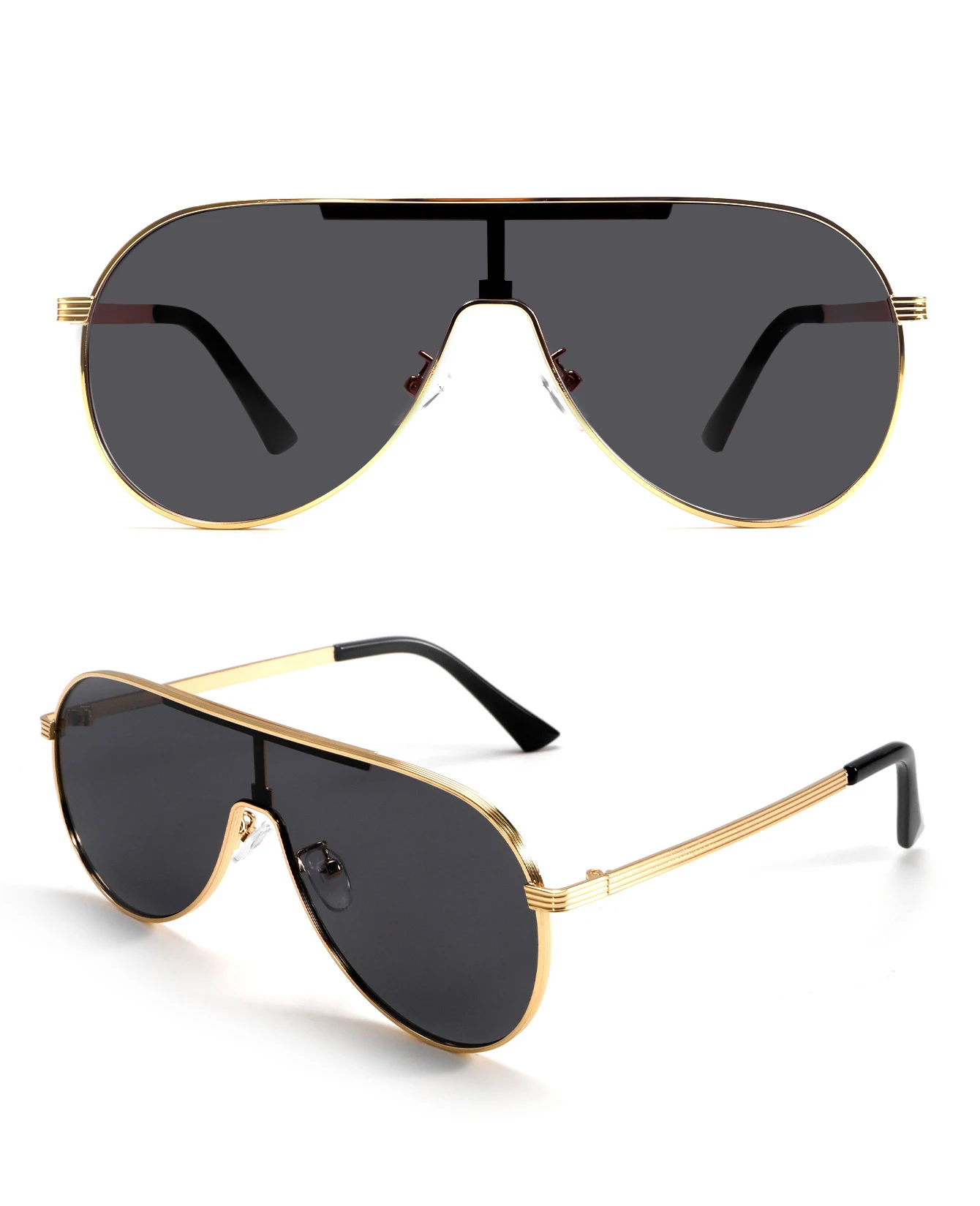 Retro Piloten-Sonnenbrille Unisex Großrahmige Brille Luxuriöse Metallbrille Outdoor-Fahrbrille Punk-Sonnenbrille Einteilige Sonnenbrille – Detail 7