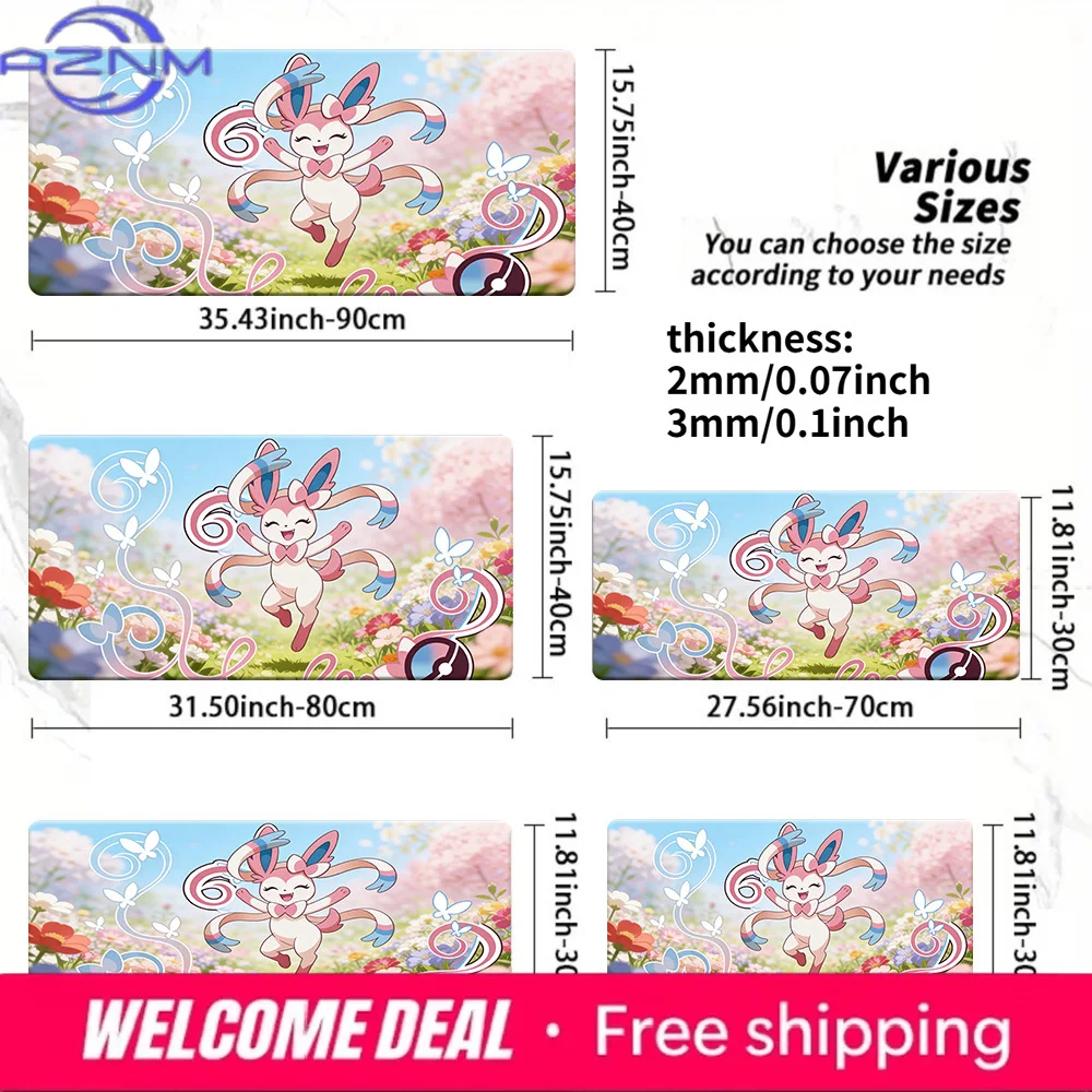 Sylveon Floral Meadow Pokemon TCG Spielmatte, rutschfestes Gaming-Mauspad