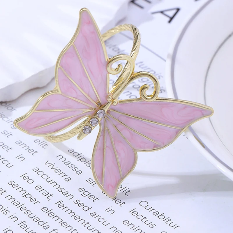 8PCS Flower Butterfly Napkin Ring Holder For Easter Wedding Party Family Gathering Napkin Cloth Ornament Decoration