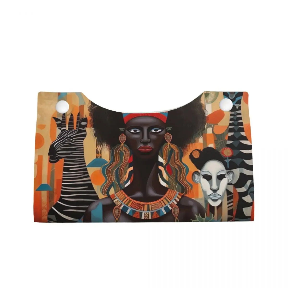 Custom African Ethnic Style Pattern Tissue Box Cover PU Leather Rectangular Pattern Facial Tissues Holder for Home