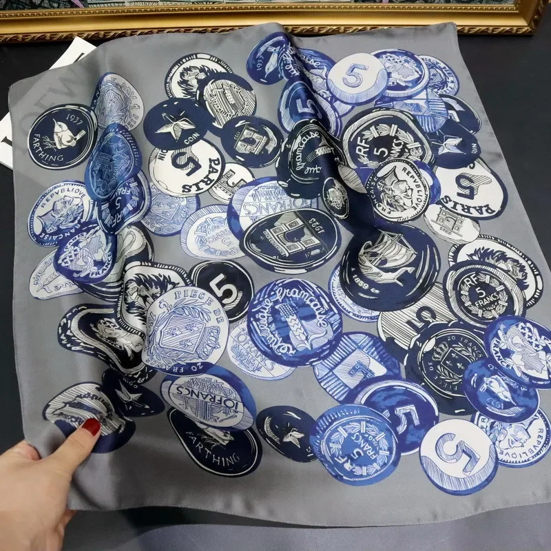 

Роскошные дизайнерские шелковые шарфы с квадратным вырезом, банданы, женские шарфы шелковицы, платок для волос Femme 65 см * 65 см, подарок на День святого Валентина