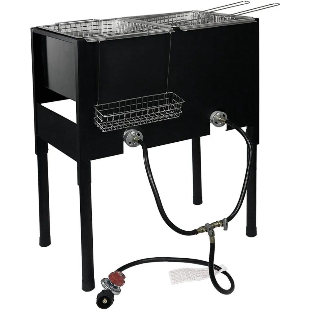 

148,000 BTU High-Pressure Triple Basket Deep Fryer Dual Burner Propane LPG Fish Cooker Fry Basket Fryer Outdoor Catering