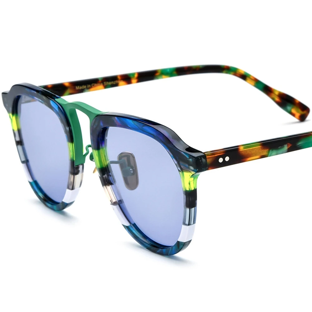 

ShinyCoCo Luxury Brand Two Tone Matte Sheet Pilot Sunglasses Unisex Single Item Sunglasses Star Endorsed Driving Glasses