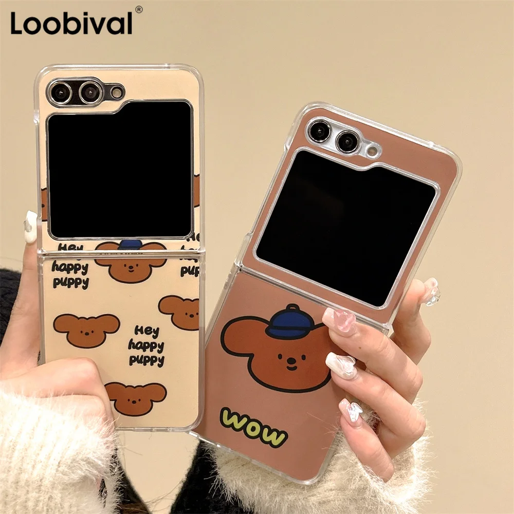 Cartoon Hat Bear Electroplated Phone Case for Samsung Galaxy Zflip5 Z Flip3 Flip4 Z Flip 5 Flip 4 3 Cute Cat Elf Slim Hard Cover