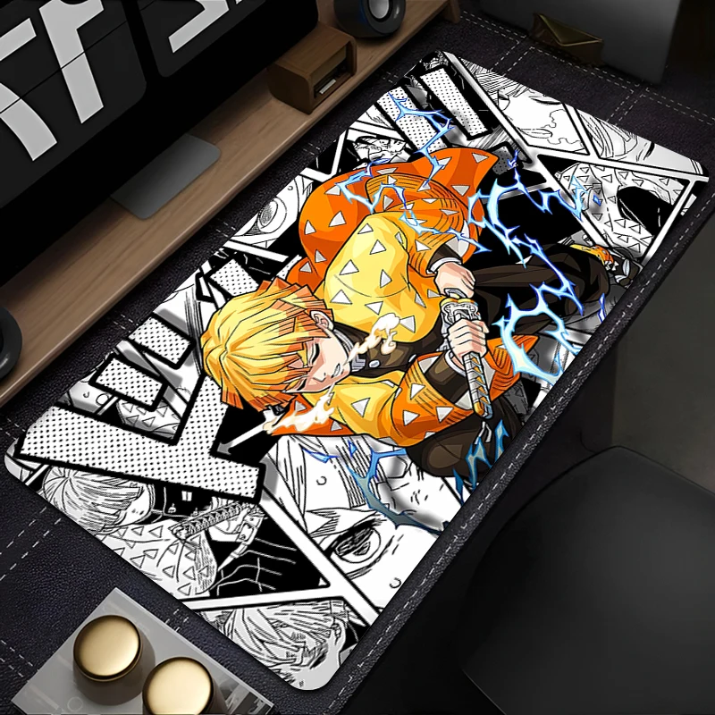 Mouse pad Large game player computer keyboard pad desk pad anti-slip cartoon table pad PC carpet Demon Slayer Zenitsu Mousepad