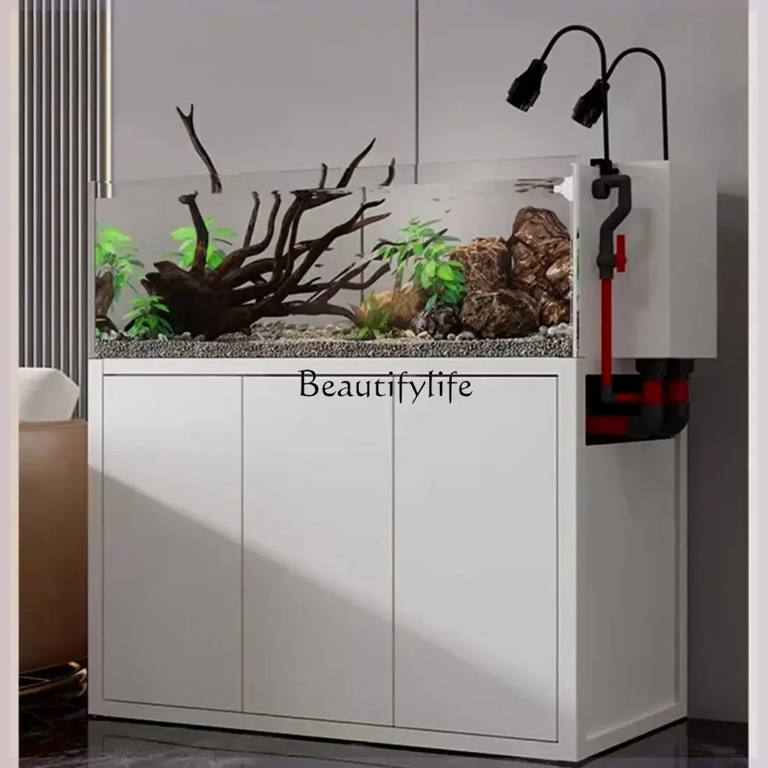 

LD33Ultra-White Glass Stream Fish Tank Bottom Filter Change Water Aquarium Landscape Ecological Air Cylinder
