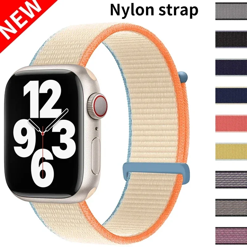 애플워치 스트랩용 나일론 밴드 49mm 45mm 41mm 44mm 40mm 42mm 38mm 조절 가능한 탄성 팔찌 아이워치 울트라 시리즈 3 4 5 SE 678