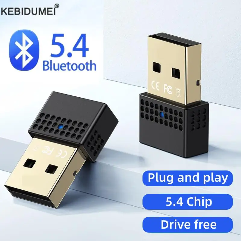 Adaptor Dongle USB Bluetooth 5.4 5.3, untuk PC Speaker nirkabel Keyboard musik Audio penerima pemancar Bluetooth