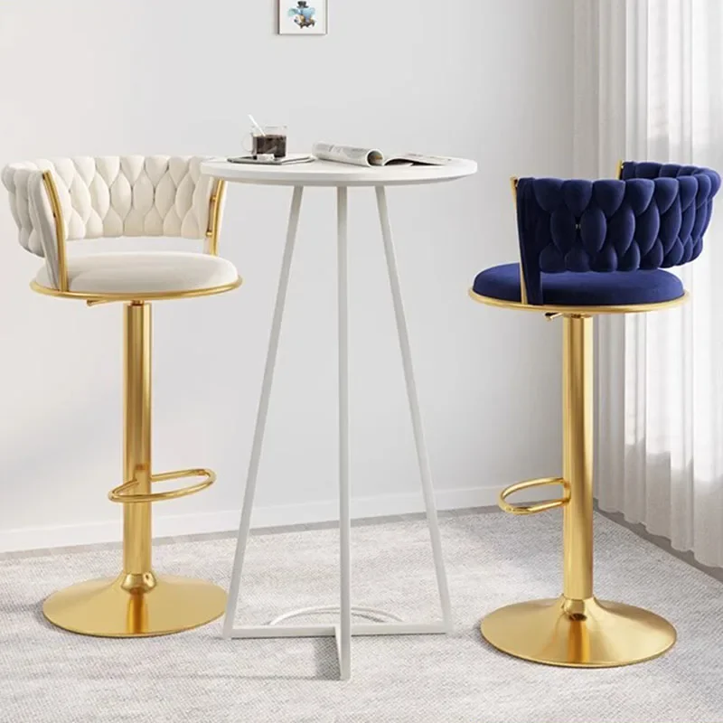 Modern Tufted Velvet Swivel Bar Stool, cadeira nórdica, metal dourado, cadeira confortável, mobília doméstica, alta qualidade, designer