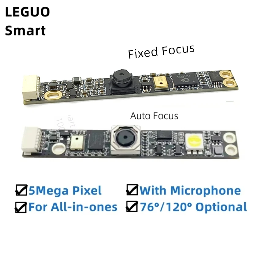 Módulo Mini Câmera para Computador Portátil, USB 5MP, Resolução 2592x1944, Módulo Webcam de foco automático com microfone, Novo