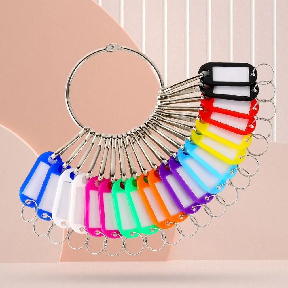 10/20/30/40 Pieces With Number Plates Key Ring Transparent Window Metal Split Rings Key Tags Plastic Key Chains