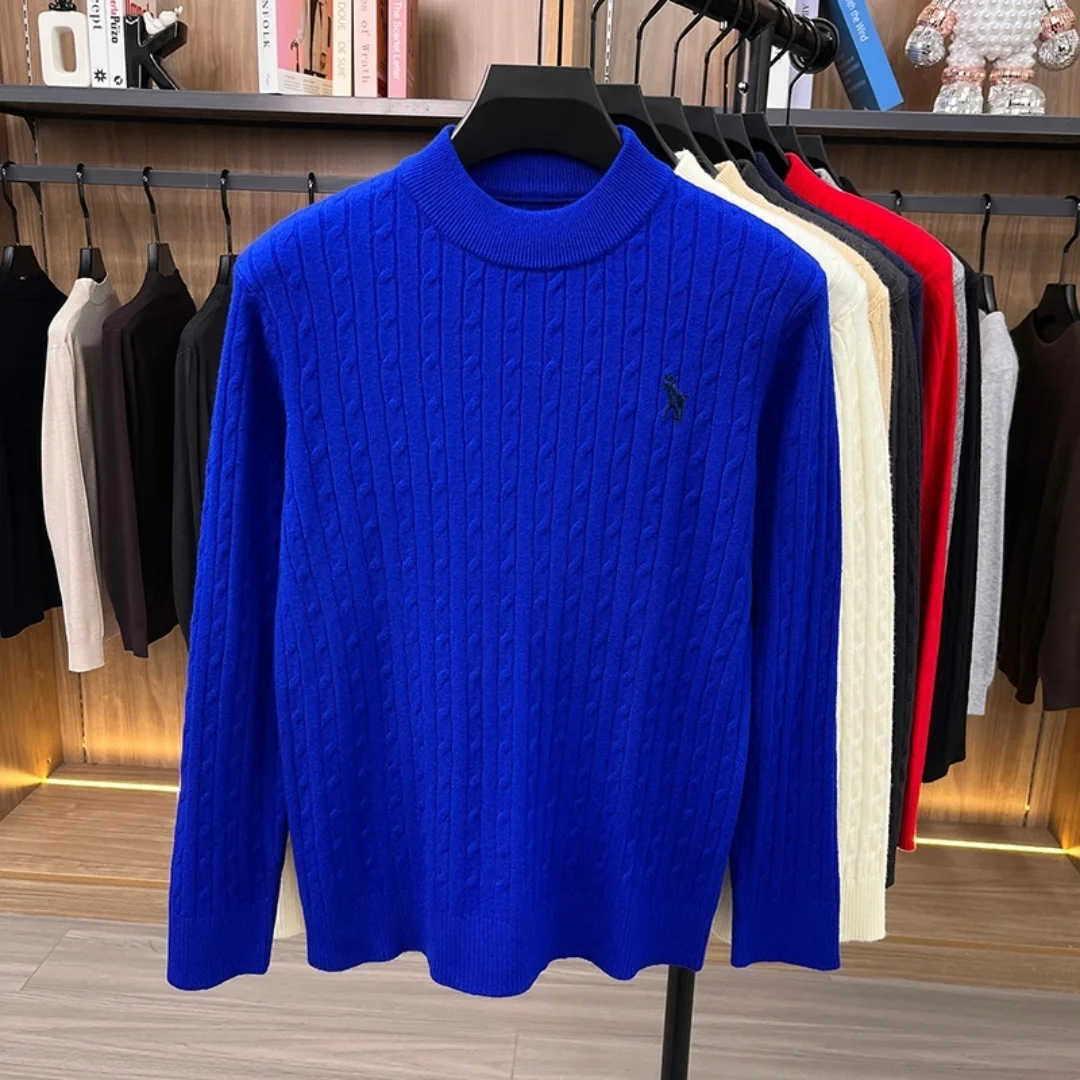 Luxuriöser Herren-Markenpullover für den Winter, hochwertiger Strickpullover mit Rundhalsausschnitt, Jacquard-Stickerei, langen Ärmeln, lässiger Modestil. – Detail 24