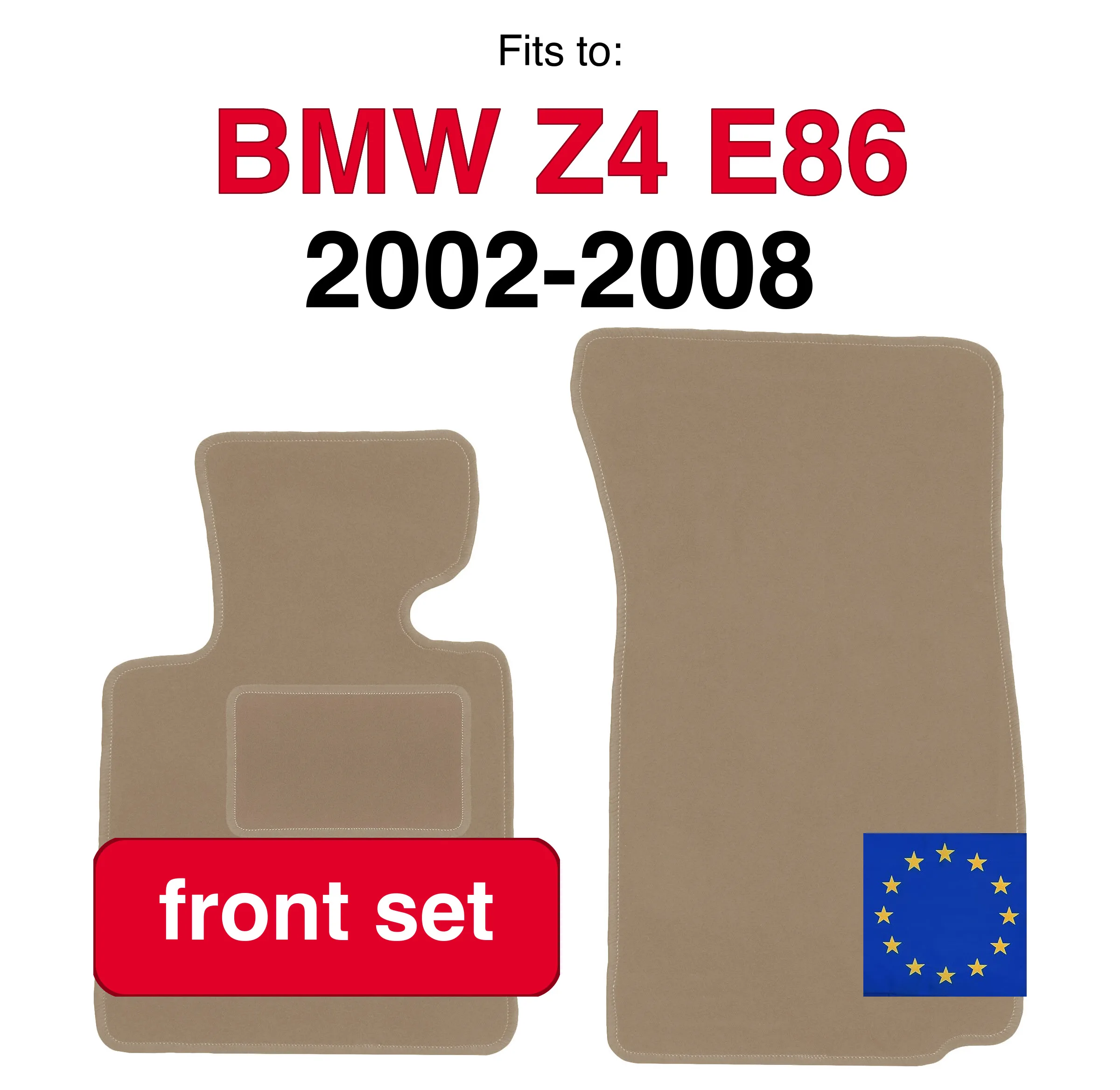 Image of Auto-Velours-Fußmatten vorne für BMW Z4 E85 Cabrio (2002-2008) - Beige (2 Stück) Set Vorderfußmatten fürs Auto