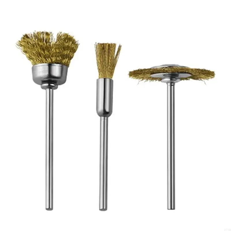 Multi Coppers Wire Brushes Set For Electric Grinding Machines 2.35mm Shank Rusts Debris Removal 37JD