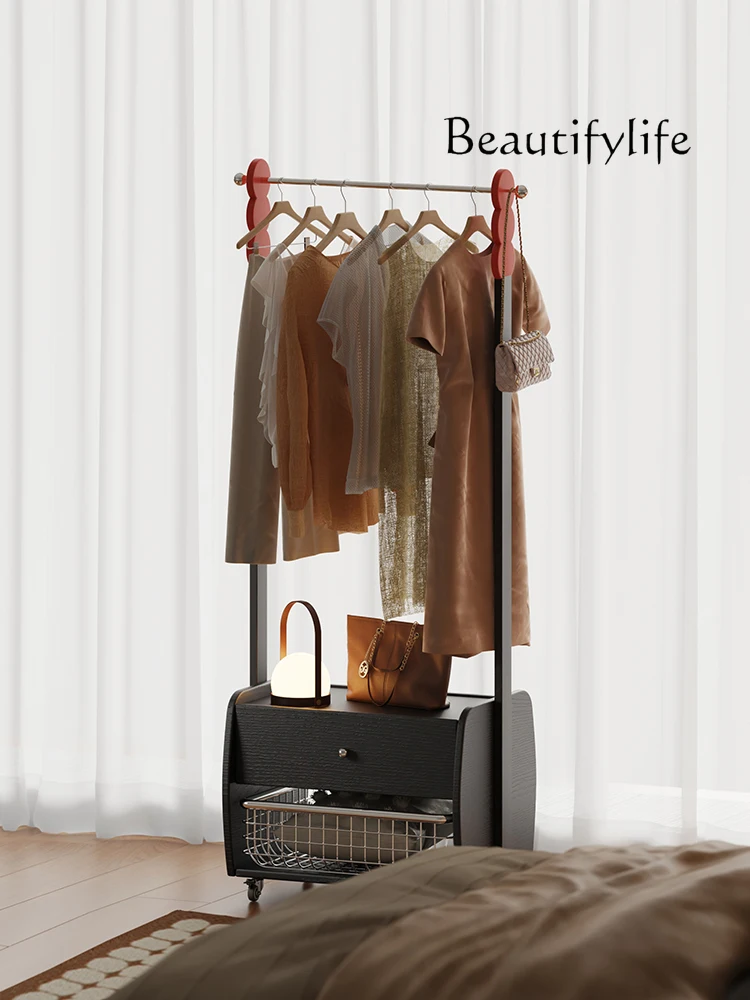 

Bedroom Mobile Coat Rack Household Multi-Functional Hallway Storage Floor Hanger Clothes Storage Rack with Wheels