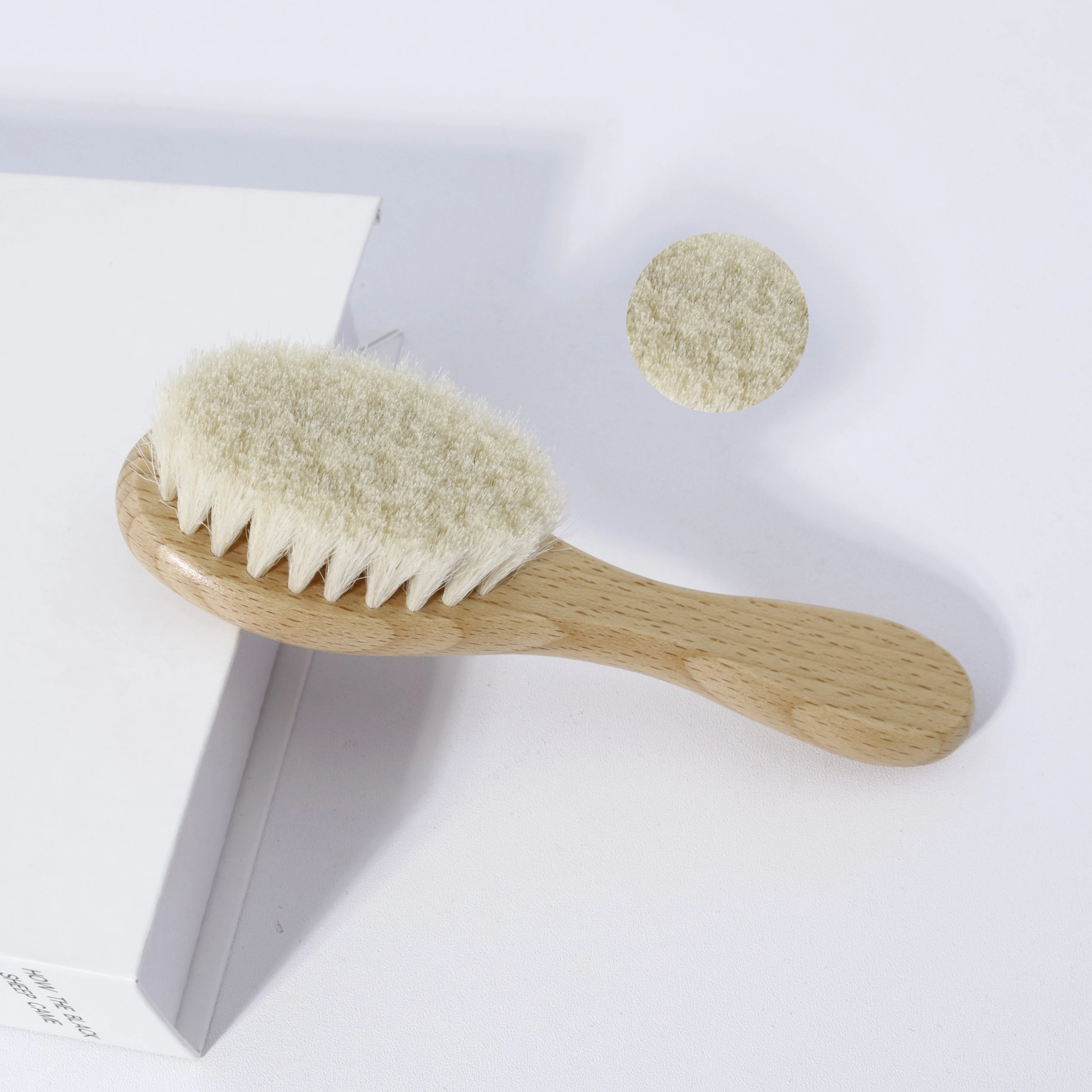 Conjunto de escova de cabelo de madeira de 2 peças, escova de cabelo de lã macia feita de madeira, pente de dente denso de madeira de pêssego, especial para perucas de cabelo real