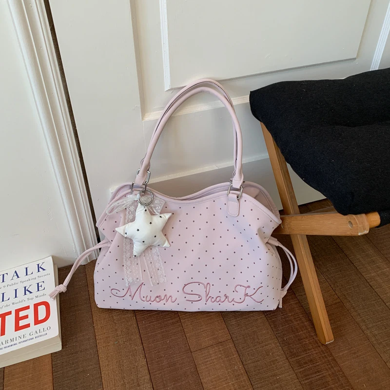 

2026 New Stylish Polka Dot Purse Women Oversized Tote Handheld Crossbody Single Shoulder School Bag