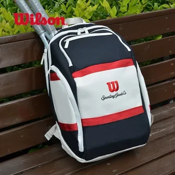 תיק טניס 2024 ווילסון תיק חדש אומץ סדרת אומץ אדום, לבן, תיק גב שחור 9-חבילה טניס תיק אביזרים לגברים ולנשים