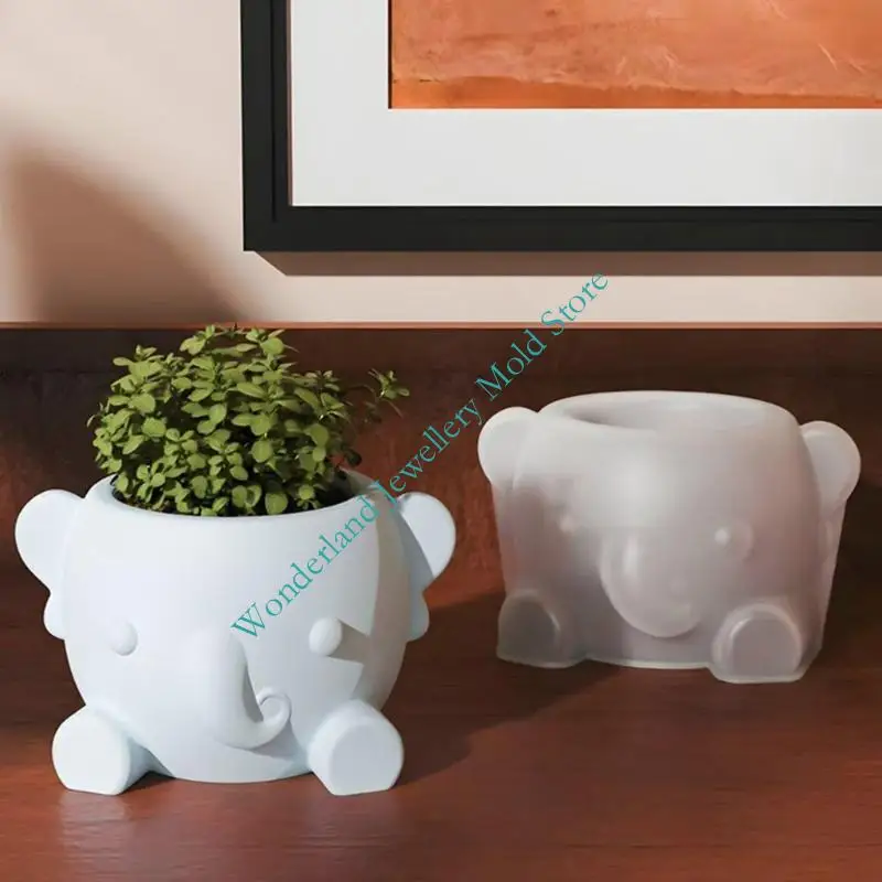 

H7EB Silicone Planter Molds for DIY Elephant Gardening Flower Pot Mould