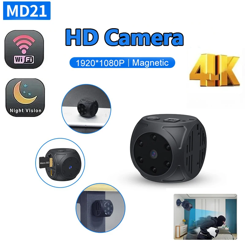 Wifi Mini Camera 1080P HD Cam Auto Tracking Full Night Vision Network Wireless Video Baby Security Camera Smart Home（No Card)