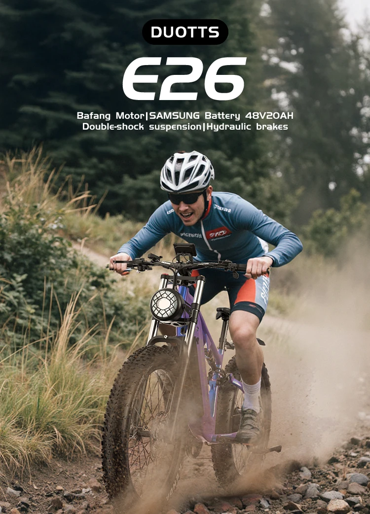 DUOTTS E26 Elektrofahrrad, 120KM Reichweite, 26x4.0 Fat Tire, 750W Bafang Motor, 48V 20Ah Akku, Hydraulische Bremsen