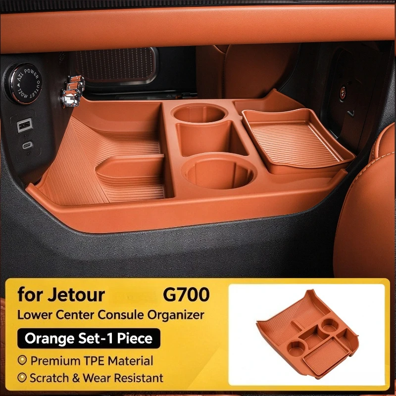 For Jetour G700 2025 2026 Car Center Console Lower Storage Box TPE Waterproof Non-slip Organizer Box Interior Tidying Accessory