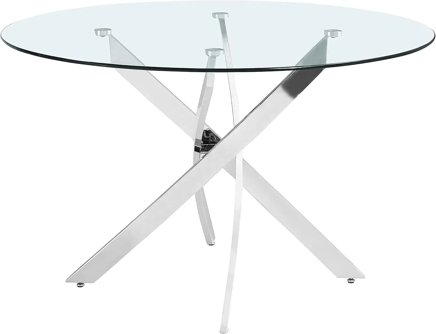 Contemporary Dining Table with Chrome Metal Base, 48