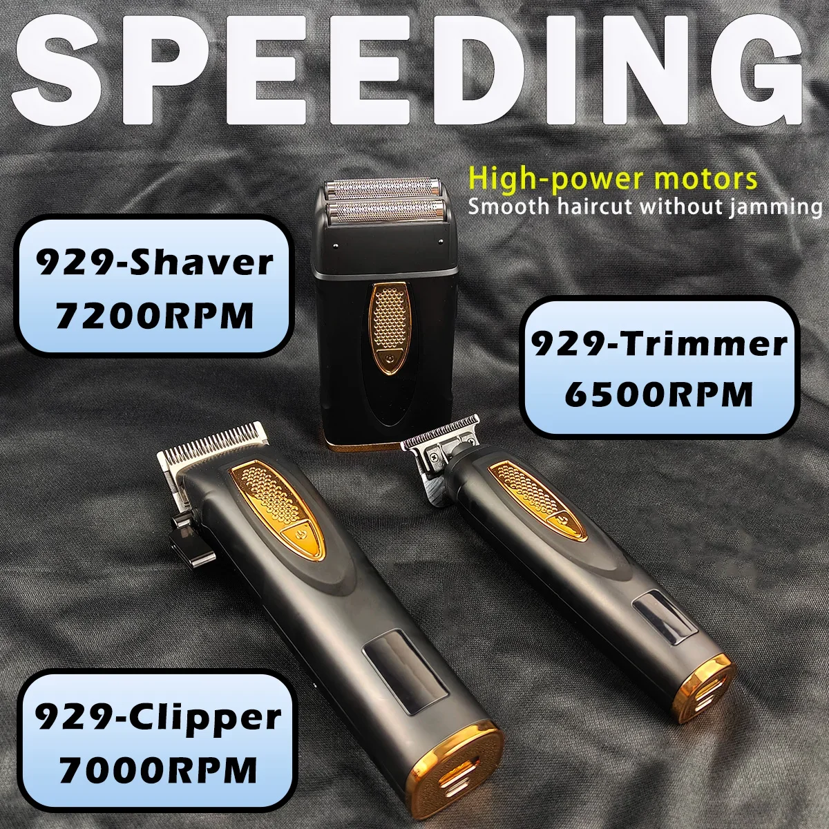 Professional Salon Electric Cordless Hair Trimmer BRDCLIP Black Gold Art Hair Clipper 929 Personality Men's Hair Cutting Shaver