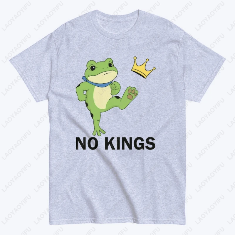 No Kings Men Women Portland Frog Protest TShirt Novelty Creative Popular Cotton Commuter Tops Street Fashion Simple Leisure Tops
