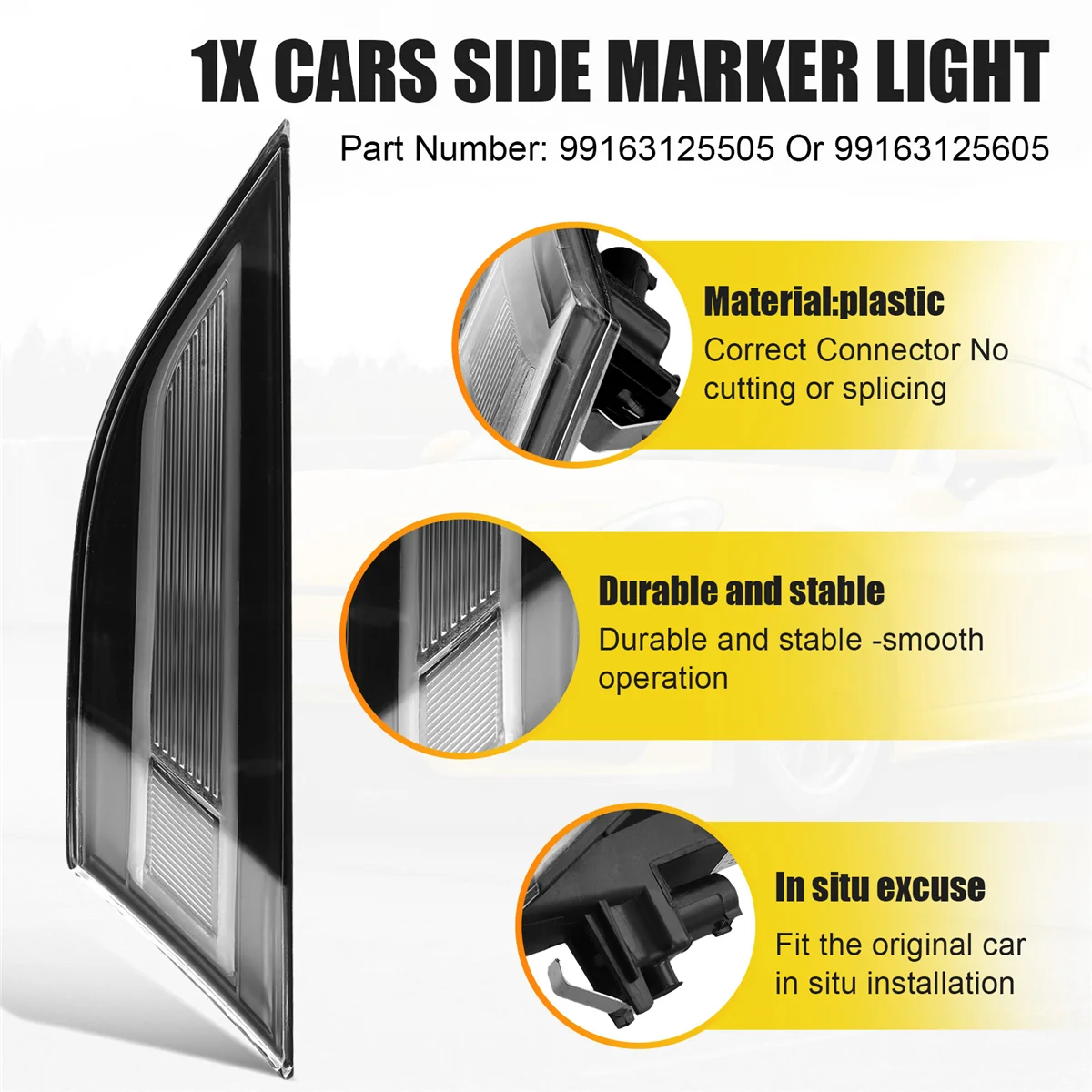 

Классические передние боковые габаритные фонари Fender Light Leaf Lamp для Porsche 991 981 718 Boxster Cayman Turbo 2012+ Левый 99163125505