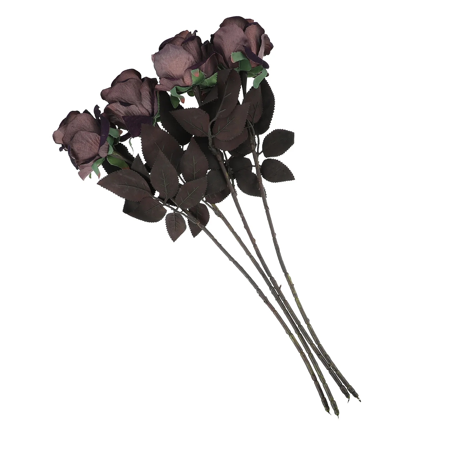 

4pcs Black Rose Flowers Artificial Fake Roses Halloween Decor Simulated Rose For Party Home Decoration Festive Supplies